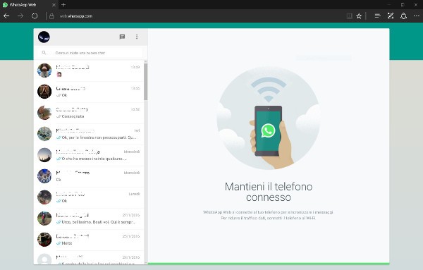 WhatsApp Web funziona su Microsoft Edge