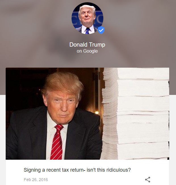 Donald Trump su Google Posts