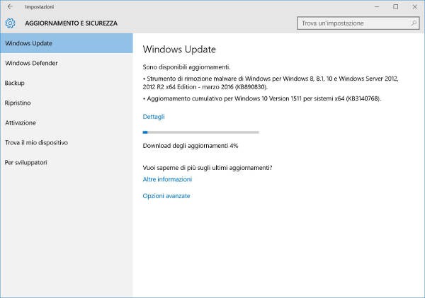 Windows 10, Microsoft rilascia la build 10586.164