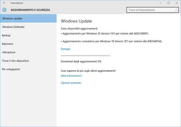 Windows 10, Microsoft rilascia la build 10586.122