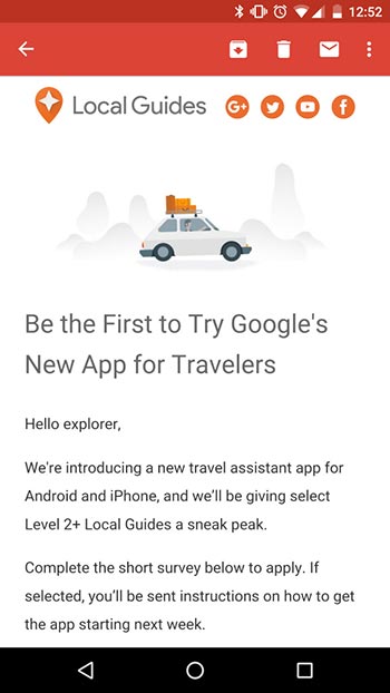 Primi indizi su una nuova applicazione sviluppata da Google e indirizzata a chi ama viaggiare