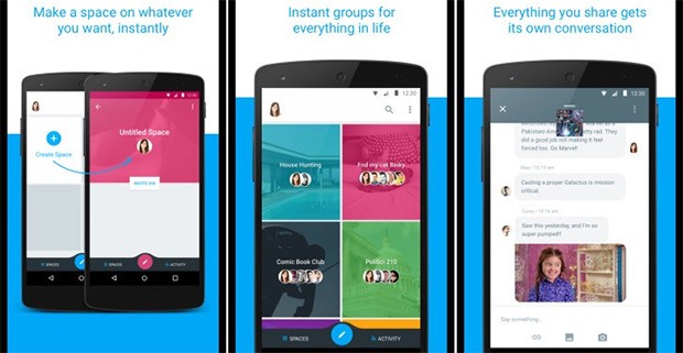 Screenshot per l'applicazione Space di Google, dedicata alle chat di gruppo