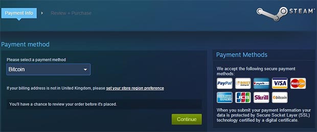 I Bitcoin come metodo di pagamento accettato da Valve per l'acquisto di giochi e contenuti sulla piattaforma Steam