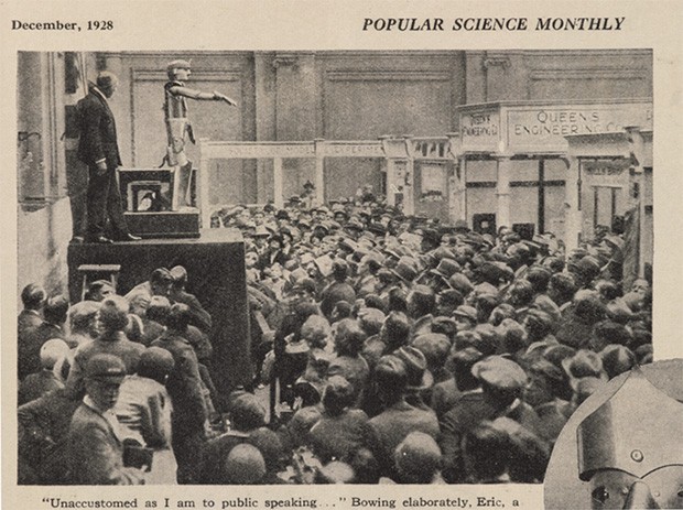 La presentazione di Eric alla Exhibition of the Society of Model Engineers di Londra, nel 1928