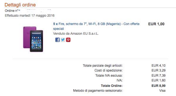 Amazon: Kindle Fire 8 GB a 1 euro