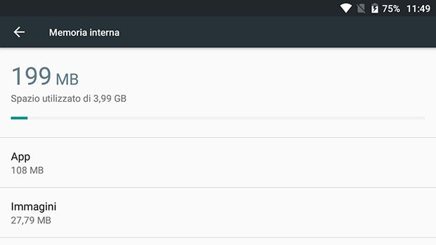 La memoria interna di Vodafone Smart prime (2016) a disposizione degli utenti è pari a 3,99 GB