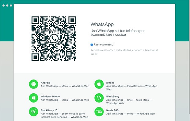 Il codice QR da scansionare al primo utilizzo di WhatsApp per computer