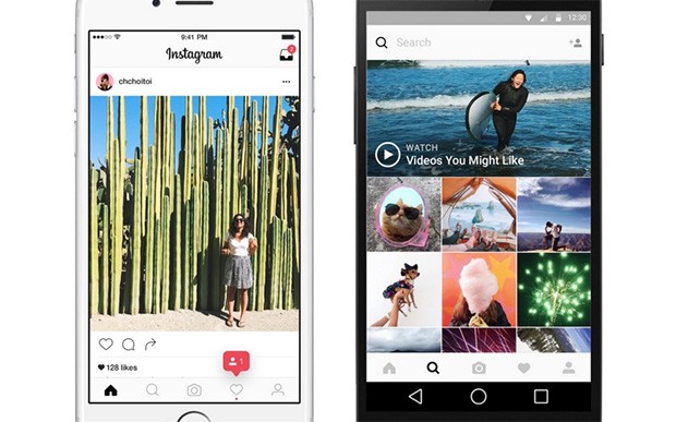 La nuova interfaccia di Instagram su dispositivi mobile, con gli elementi neri