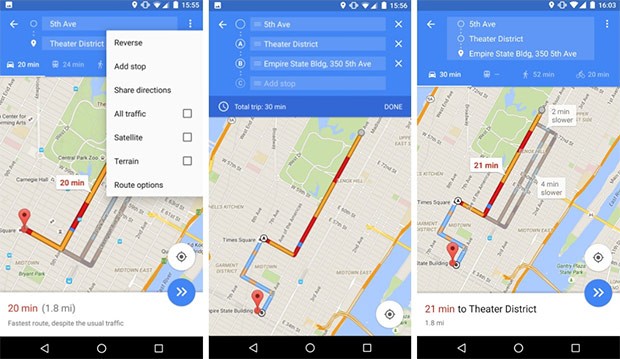 La nuova funzionalità di Google Maps, che consente di stabilire le fermate intermedie di un percorso