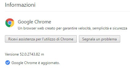 Google ha aggiornato il browser Chrome (su computer) alla versione 52.0.2743.82 m