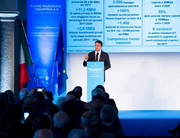 L'intervento del presidente del Consiglio Matteo Renzi alla presentazione del Piano nazionale Industria 4.0.