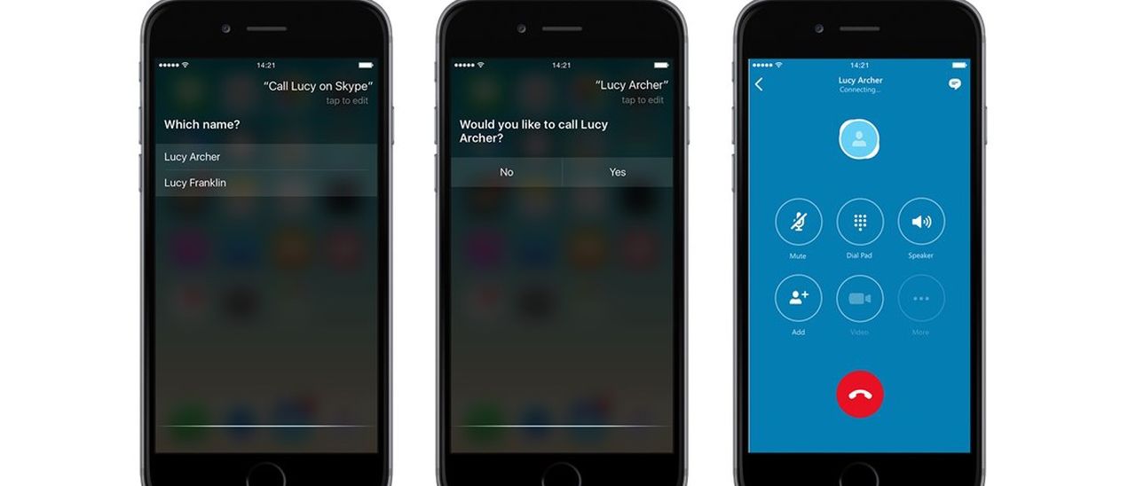 Skype per iOS 10 dialoga con Siri