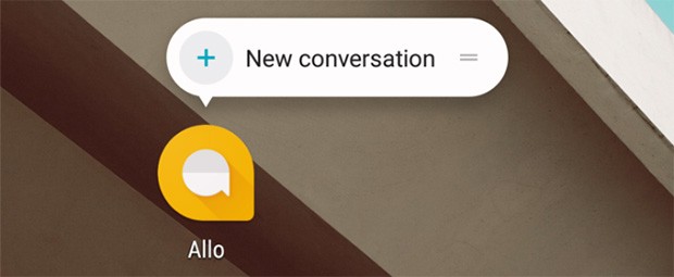 L'avvio di una nuova conversazione con Allo direttamente dalla homescreen