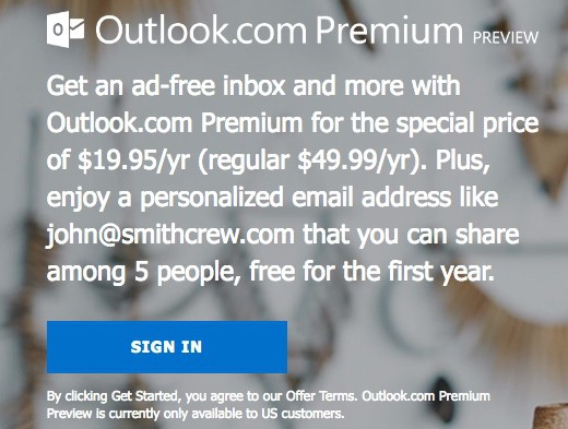 Microsoft Outlook.com Premium arriva in Preview