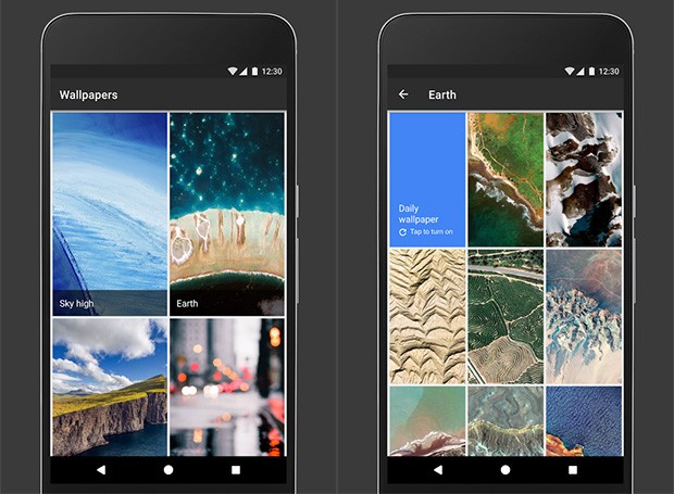 Screenshot per l'applicazione Sfondi di Google su smartphone Android