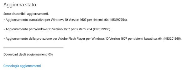 Microsoft, nuovo update cumulativo per Windows 10