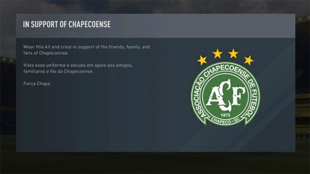 La divisa del Chapecoense è disponibile per tutti, gratuitamente, in FIFA 17 Ultimate Team