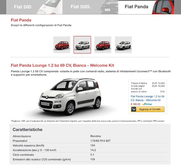 Fiat sbarca su Amazon