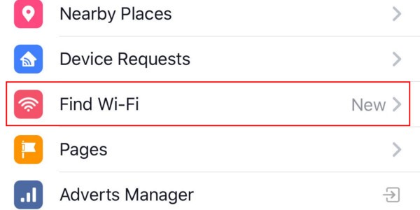 Facebook segnala le reti WiFi vicine