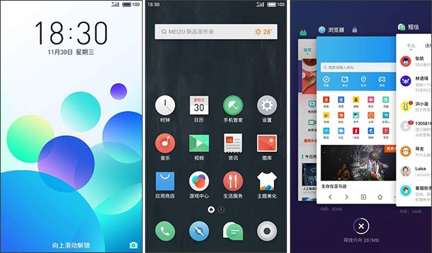 Screenshot dalla preview dell'interfaccia Flyme 6 di Meizu