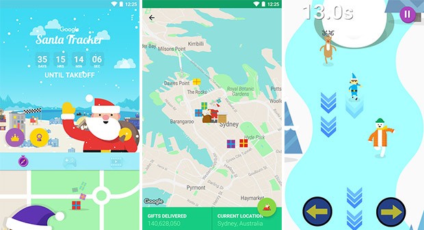 Screenshot per l'applicazione Segui Babbo Natale con Google su smartphone Android