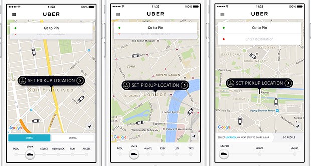 Screenshot per l'applicazione di Uber