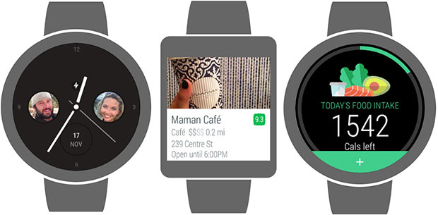 Tre delle applicazioni standalone che beneficeranno delle novità introdotte da Google nella versione 2.0 del sistema operativo Android Wear: Glide, Foursquare e Lifesum