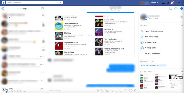 Facebook Messenger, nuova interfaccia web