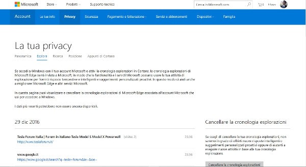 Windows 10 gestione privacy