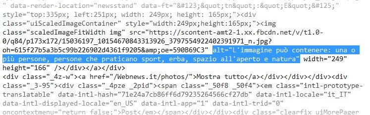 Attributo ALT su Facebook: descrizione delle immagini nel codice