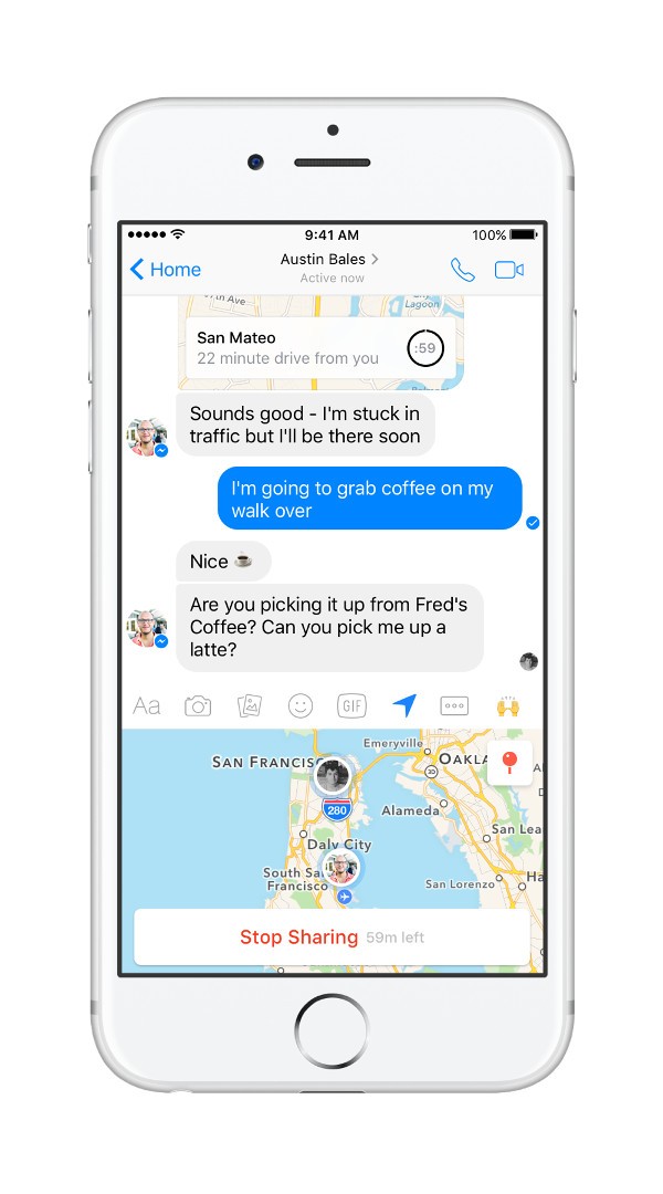 Facebook Messenger, la posizione si condivide live