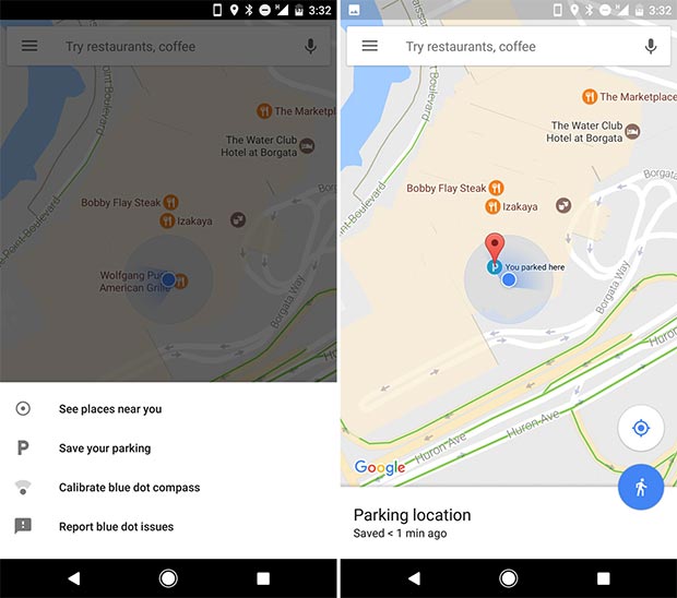 L'applicazione Google Maps ricorda il luogo del parcheggio
