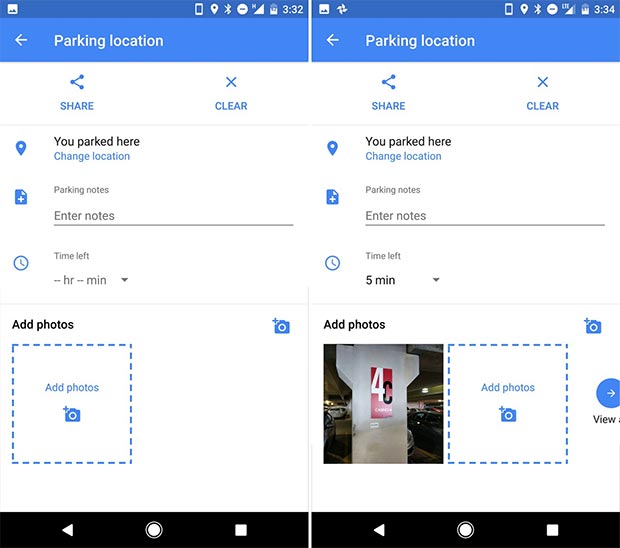 L'applicazione Google Maps ricorda il luogo del parcheggio