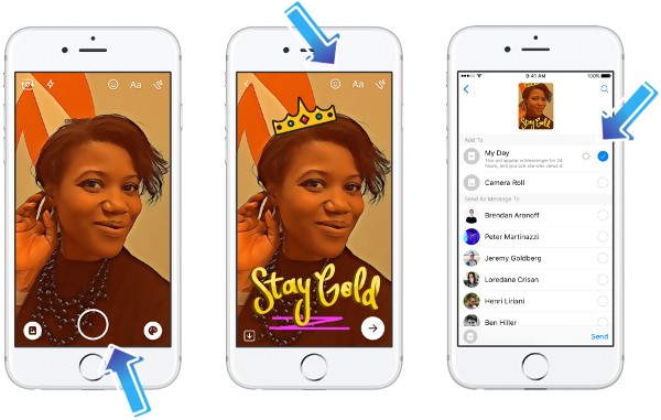 Messenger Day, storie in stile Snapchat