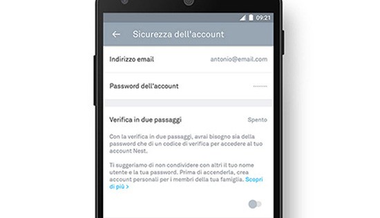 Come attivare la verifica in due passaggi nell'applicazione ufficiale di Nest