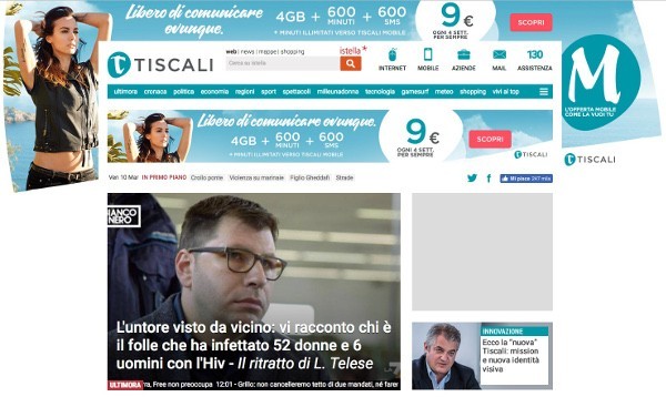 Il nuovo sito di Tiscali