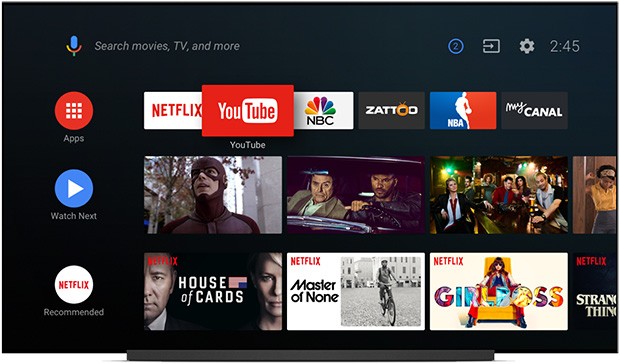 Una nuova interfaccia per la schermata Home di Android TV