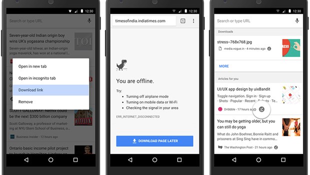 La versione mobile del browser Chrome migliora la gestione delle pagine Web e dei contenuti fruibili anche in modalità offline