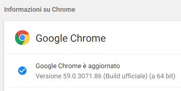 Il browser Chrome di Google si aggiorna alla versione 59.0.3071.86 su piattaforme desktop