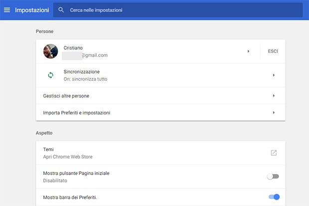 La pagina Impostazioni del browser Chrome ha subito un radicale restyling, in pieno stile Material Design