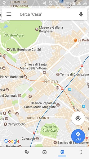 Le linee della metropolitana visualizzate su Google Maps anche per le città italiane: in questo screenshot quelle di Roma