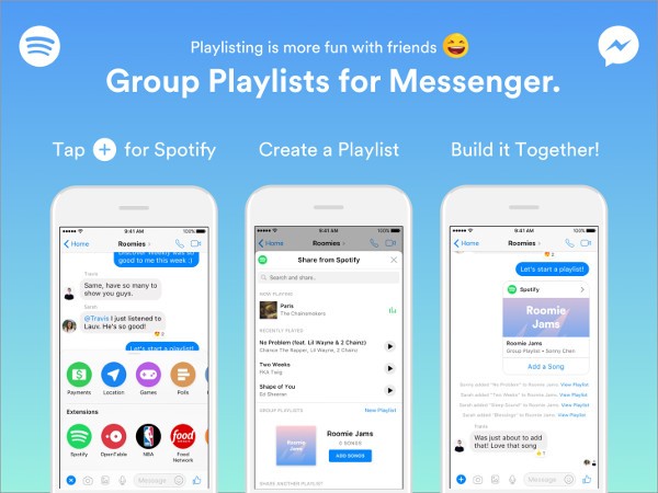 Spotify, playlist con gli amici di Messenger