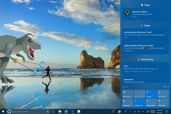 Windows 10, nuovo Action Center con Fluent Design