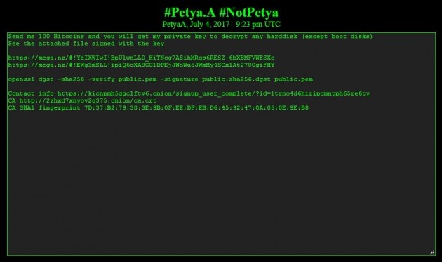 Messaggio Petya