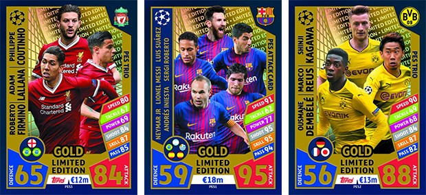 Le carte di Konami incluse nelle copie fisiche di PES 2018, grazie alla partnership con Topps Trading Cards