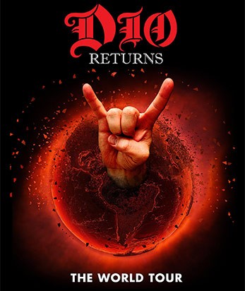 La locandina di Dio Returns, il tour mondiale che riporterà in vita e sul palco la rockstar Ronnie James Dio, grazie a un ologramma