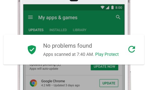 Google Play Protect è eseguito automaticamente in background, ma l'utente può in qualunque momento avviare una scansione manuale