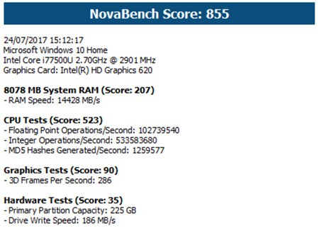 Dell XPS 13 (9360) testato con NovaBench