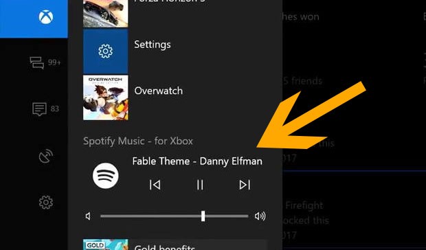 Uno screenshot tratto dal video di Major Nelson conferma l'arrivo dell'applicazione ufficiale di Spotify sulla console Xbox One di Microsoft