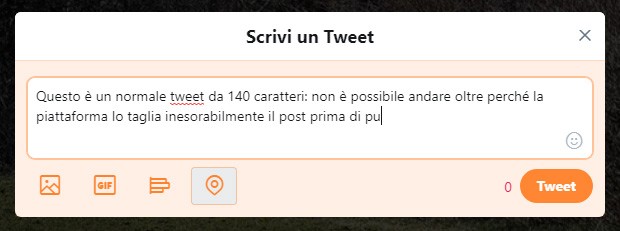 Un normale tweet da 140 caratteri